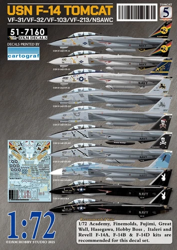 DXM decal 1/72 USN F-14 Tomcat VF-31 / VF-32 / VF-103 / VF-213 / VX-4 / NSAWC