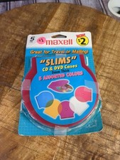 VINTAGE MAXELL Slims CD DVD Cases 5mm Thick Multi Colored 5 Pack New  Sealed