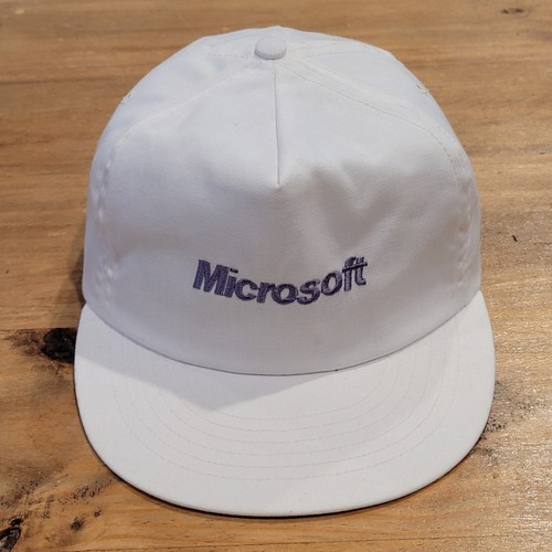 Vintage Microsoft Hat Snapback White 80s 90s Made USA Computer Software