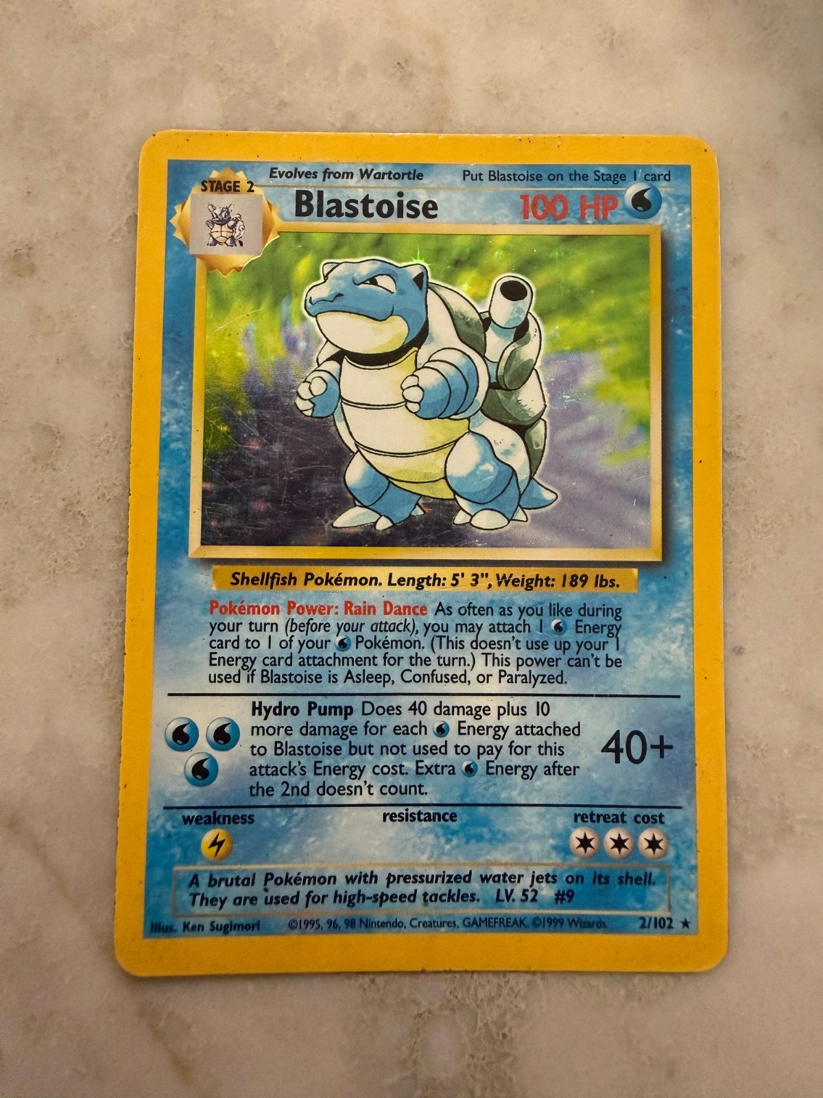 Blastoise 2/102 Base Set Holo Rare Unlimited Vintage 1999