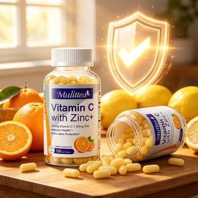 Vitamin C with Zinc 120 Capsules Antioxidant Supplements for Immune Support