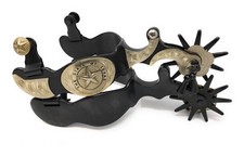 AJ Tack Men's Black Steel Texas Star Seal Spurs