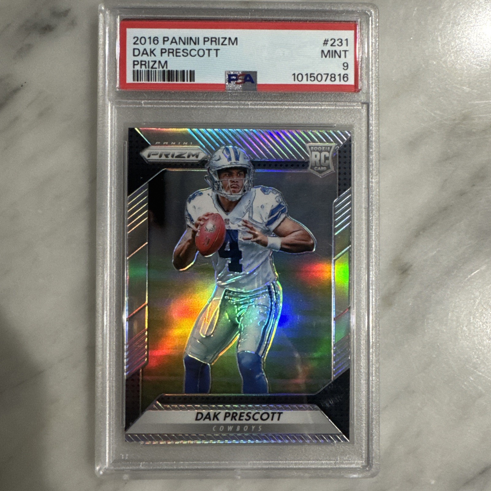 2016 Prizm Dak Prescott Green Prizm Rookie PSA 9 SP RC Cowboys