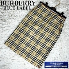 Burberry Blue Label Nova Check Skirt Size 36 Beige Polyester Good Condition