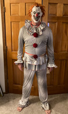 Gray Scary Clown Halloween Costume Outfit 8 Piece Set
