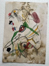 Quadro WASILY KANDINSKY DISEGNO su carta vecchia firmato timbrato vintage