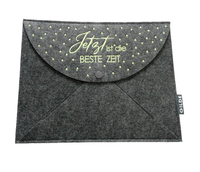 Gilde Filz Gepunktetes Filz-Kuvert Mit Spruch Jetzt Ist Die Beste Zeit Geschenk