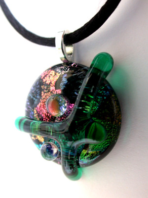 HANDCRAFTED Dichroic Sculptured Fused Glass Pendant / FOCAL PIECE