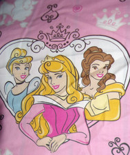 Vintage Disney Princess DOUBLE Ruffled PINK Duvet Cover  2 PILLOW SHAMS