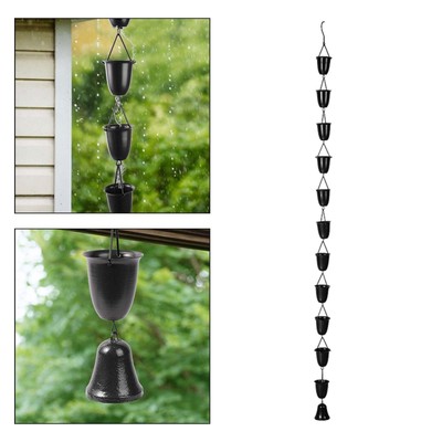 Rain Chain for Gutter Rain Catcher Awnings Pouring Cups Patio Yard Deck Metal