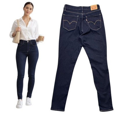 Levis 721 Hi-Rise Skinny Jeans Stretch Dark Wash Womens 30 Clean Girl Minimalist