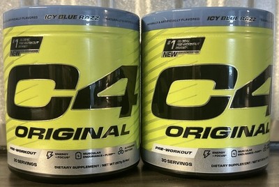 C4 Original Pre-Workout Icy Blue Razz 9.4 oz 30 Servings Each X2 Exp 1/2027