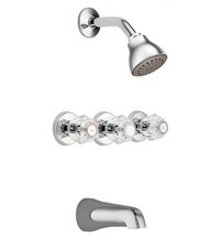Moen Chateau Chrome 3-handle Single Function Round Bathtub Shower Faucet W/Valve