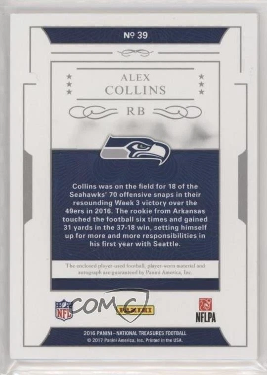 2016 Panini National Treasures Prime /49 Alex Collins #39 Auto RC - Image 2 of 2