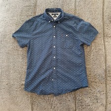 Tommy Hilfiger Linen Cotton Shirt Men's Medium Button-Down Pocket Short Sleeve