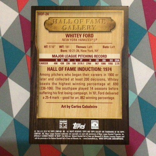 Whitey Ford #HOF-24 Yankees 5x7 Gold 07/10 MADE 2018 Topps Gallery Hall of Fame - Picture 2 of 2