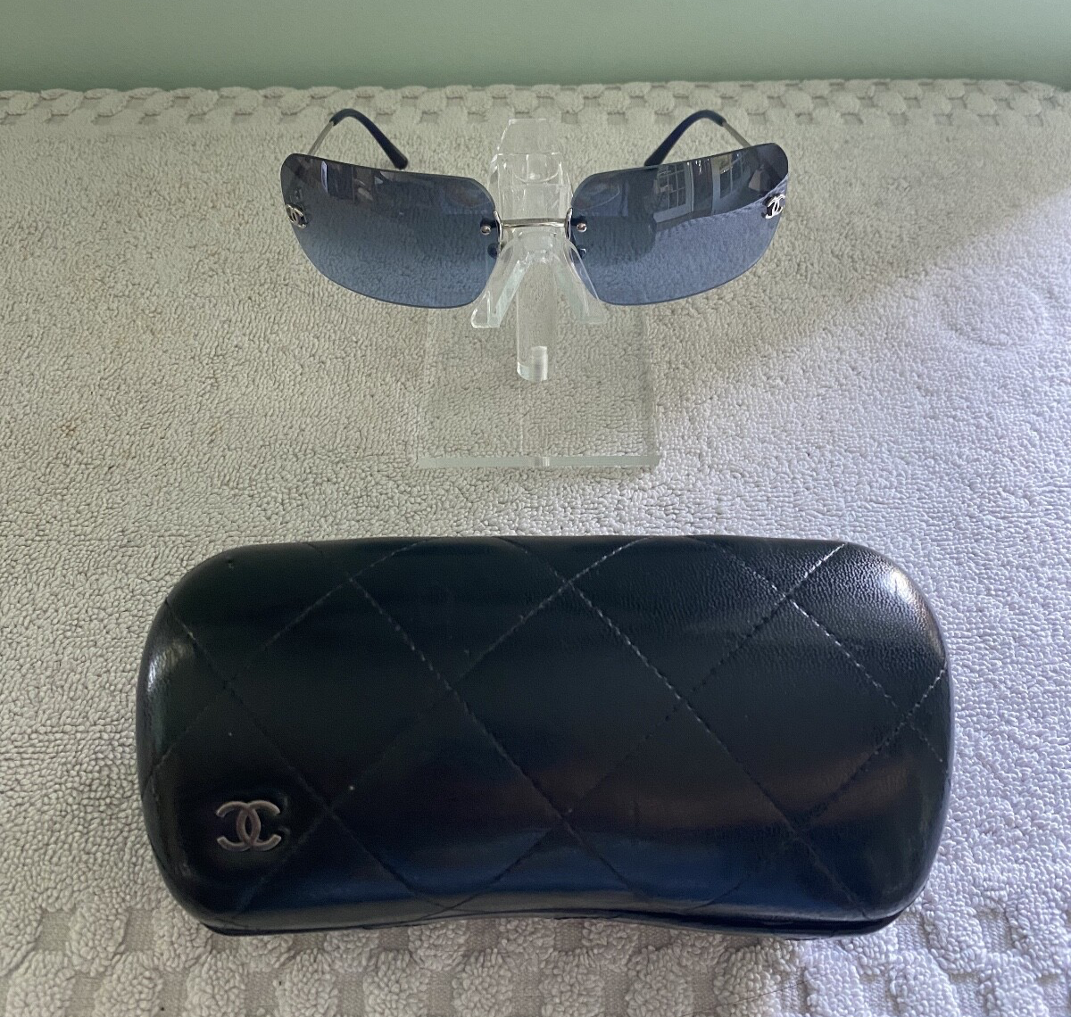 Vintage Chanel Sunglasses 4017 Blue Y2K Rimless 62-17-120mm | eBay