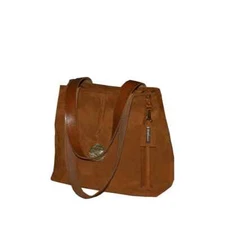 Medium-Sized Honey Brown Suede Leather Tote Bag