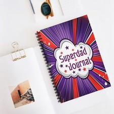 Comic Themed Spiral Notebook, Superdad Journal, Ruled Line Notepad, Blank Diary,