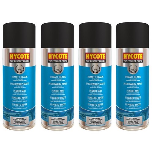 Hycote Colour Spray Paint XUK027 Matt Black 400ml x 4 - Picture 8 of 9