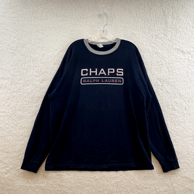 90s Y2K Vintage Ralph Lauren Chaps T-Shirt 2XL Navy Logo Spellout