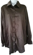 BNWT Pretty Little Thing Black Satin Shirt/Blouse UK M Oversize 46" Long Sleeved