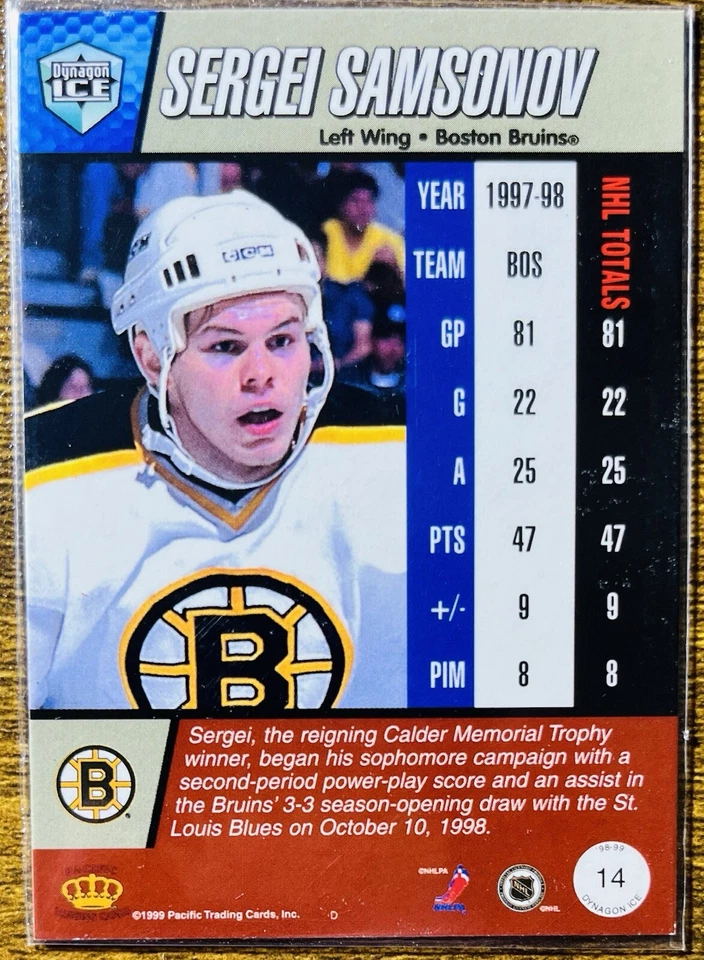 1998-99 Pacific Dynagon Ice #14 Sergei Samsonov Boston Bruins - Image 2 of 2