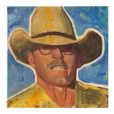 original portrait painting Cowboy Signed Liam Matthew 12x12” Maynard Dixon Style