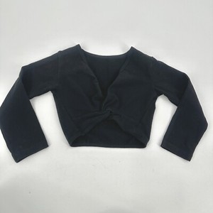Ballet Top Dance Shrug Girls Sz 110 (4-5) Black Cardigan Cotton L/S Twist Front