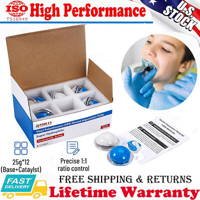 Dental Putty Fast Set PVS VPS Impression Silicon Material Mint Base 12x 25g USA