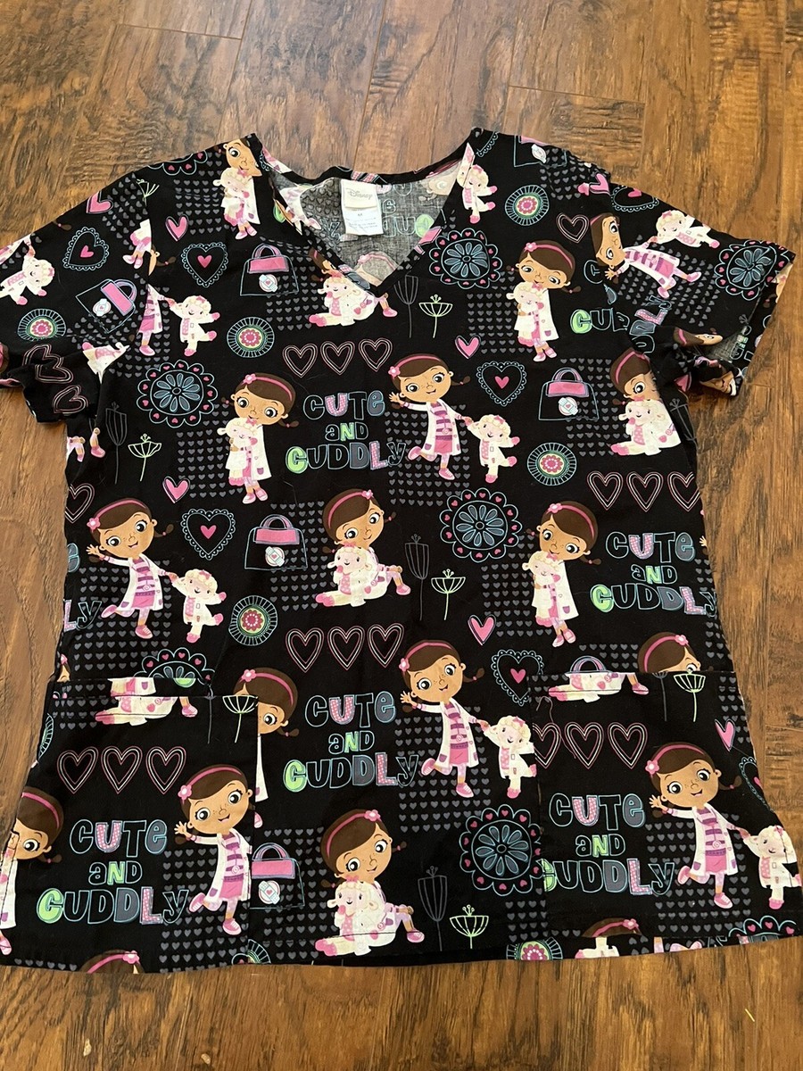 Doc McStuffins Disney Medium Flower Scrub Top Dr Nurse Vet Tech Medical