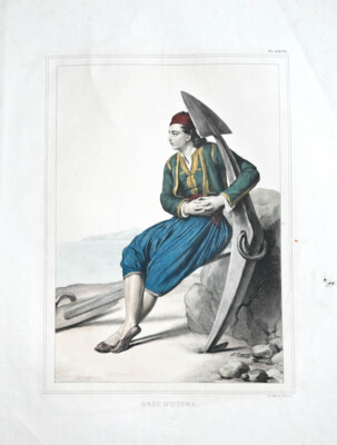 c1830 Hydra Greece Grec d'Hydra Litho by Motte after Louis Dupré