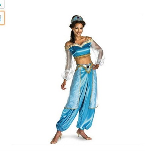 Halloween Aladdin Princess Jasmine Cosplay Costume Fancy Dress for Womens Adult~ - Picture 11 of 11