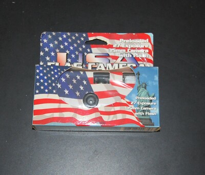 USA Flag Camera Flash Disposable 35mm  Film Camera 27 Exposure 