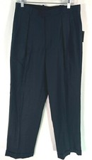 Alfani Mens Front Pleated Straight Cuffed Navy Blue Wool Dress Pants Size 32X30