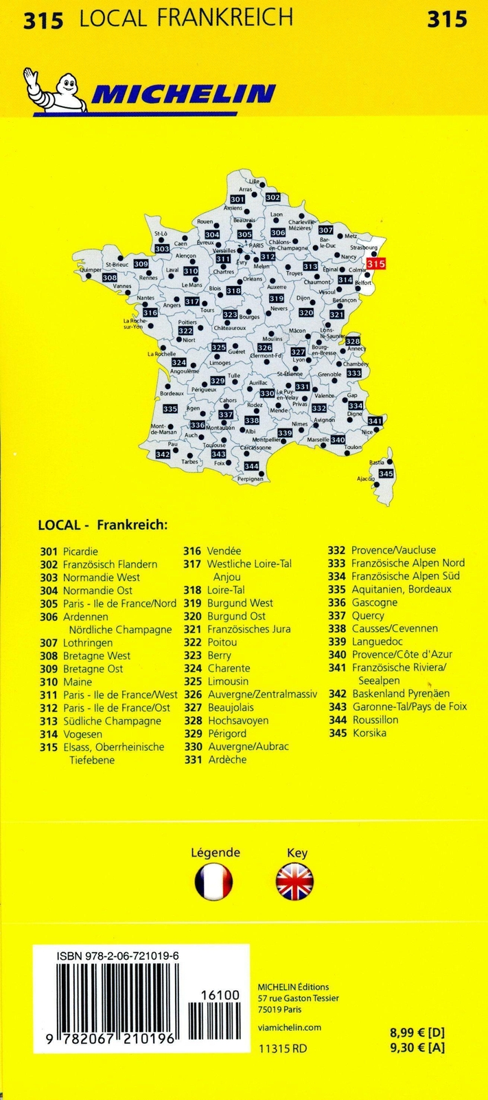 Thumbnail - Michelin Localkarte Elsass Oberrheinische Tiefebene 1 : 150 000 |