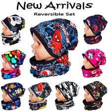 Children Kids Girls Boys Hat & Tube Scarf Spring Autumn Cotton Set 1-4-8-12 Year