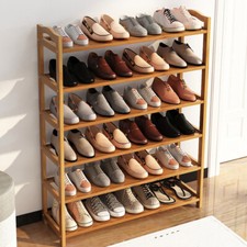 4 5 6 Tier Bamboo Shoe Rack Footwear Storage Organizer Unit Stand Books Shelf