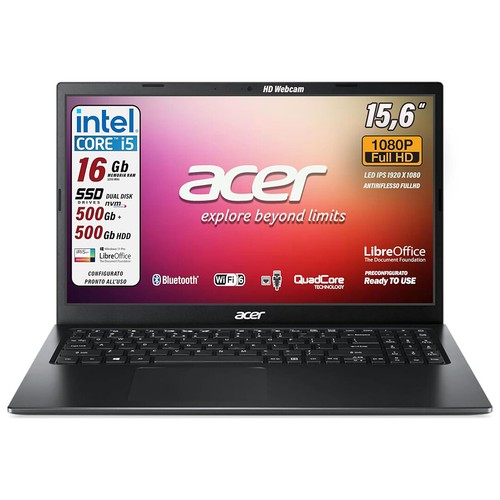 Notebook Acer Intel Core i5 1135G7 11th RAM 16 GB SSHD 1 TB 15,6 FullHD Win11Pro - Foto 15 di 22
