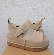 UGG STRAPPY SAND GOLDENSTAR HI PLATFORM SLIDE SANDALS, WOMEN US 8/ EUR 39 NEW