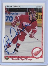 Hockey Card IP auto BERNIE FEDERKO Detroit Red Wings 1990-91 Upper Deck #58