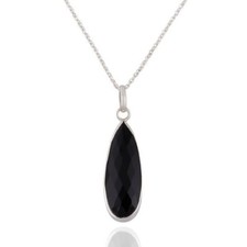 Black Onyx Gemstone 925 Silver Designer Chain Pendant Necklace Jewelry