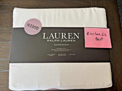 Ralph Lauren QUEEN Dunham Sateen Sheet Set White 100% Cotton 300 TC - Picture 3 of 4
