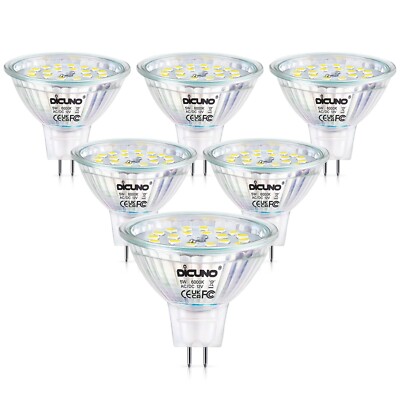 DiCUNO MR16 LED Bulbs Dimmable Daylight White 6000K 50W Halogen Equivalent 12...