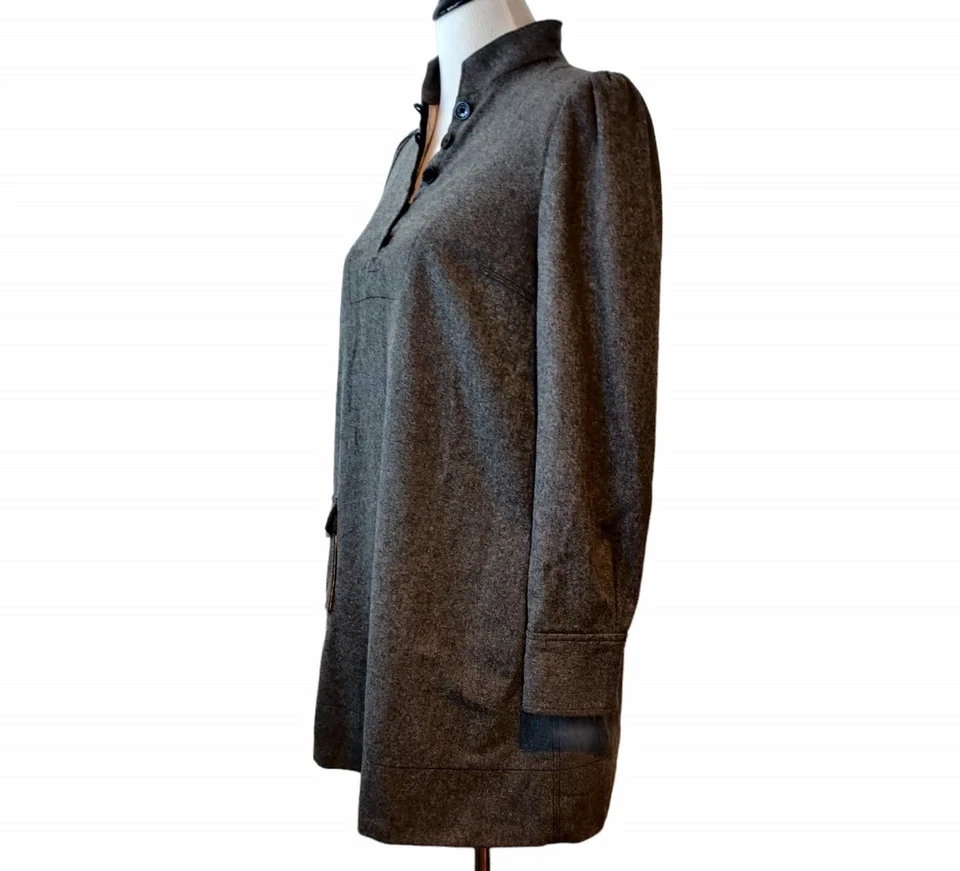 Vestido modesto Marc Jacobs para mujer talla 4 gris mezcla de lana botones cuello falso bolsillos Foto 2 de 4