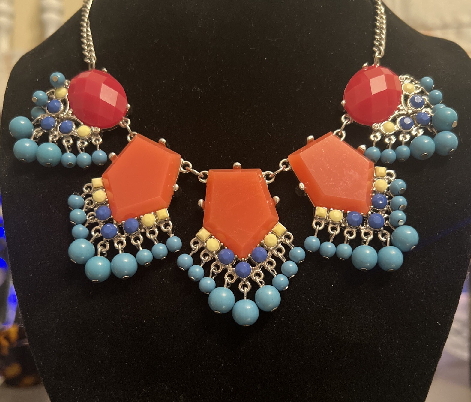 Bold Multicolor Acrylic Statement Collar Necklace… - image 3