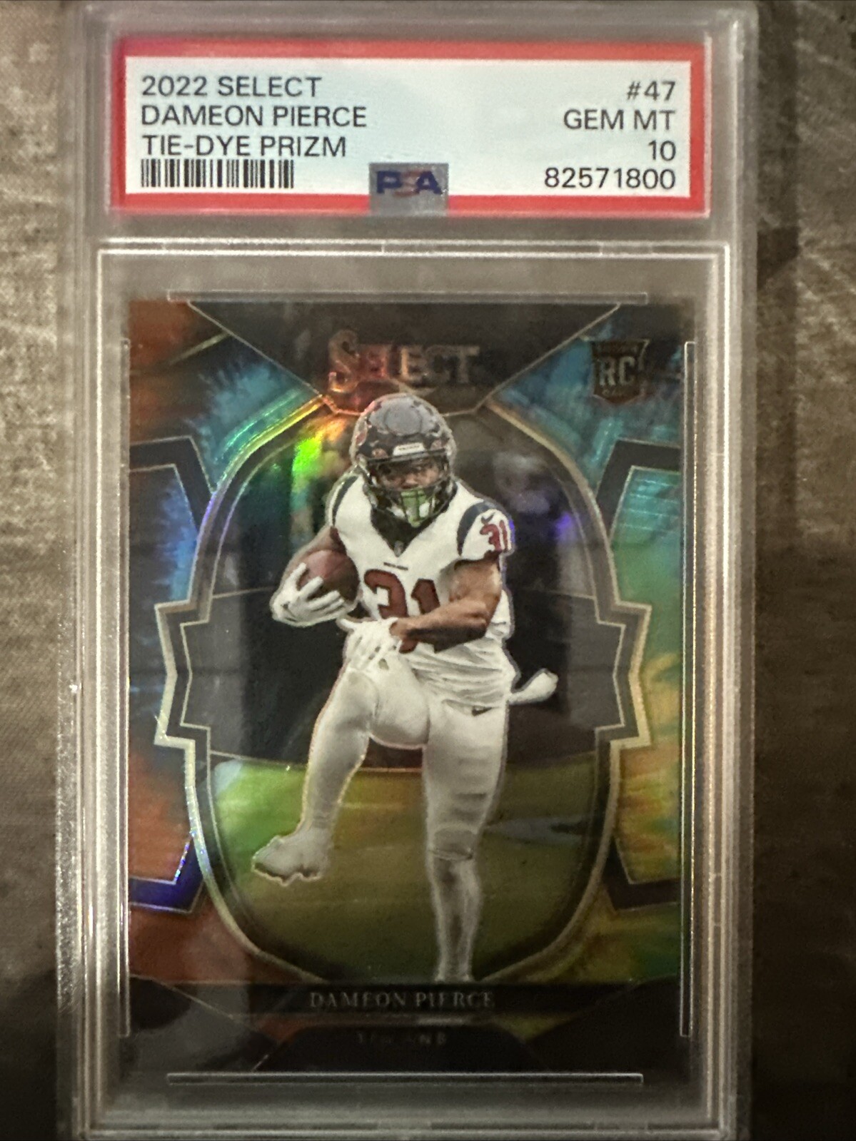 Dameon Pierce 2022 Panini Select Rookie Concourse TIE-DYE PRIZM 7/25 PSA 10