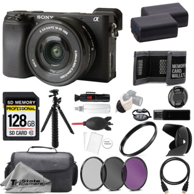 Sony Alpha a6400 Camera w/ 16-50mm Lens +128GB + Ext Bat+ 3 PC Filter- Kit