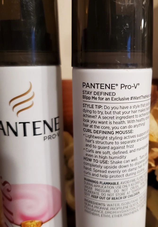 Lote de 2 Pantene Pro-V CURLS Maximum Hold Defining Mousse Tames Frizz 6,6 oz - Imagem 2 de 3