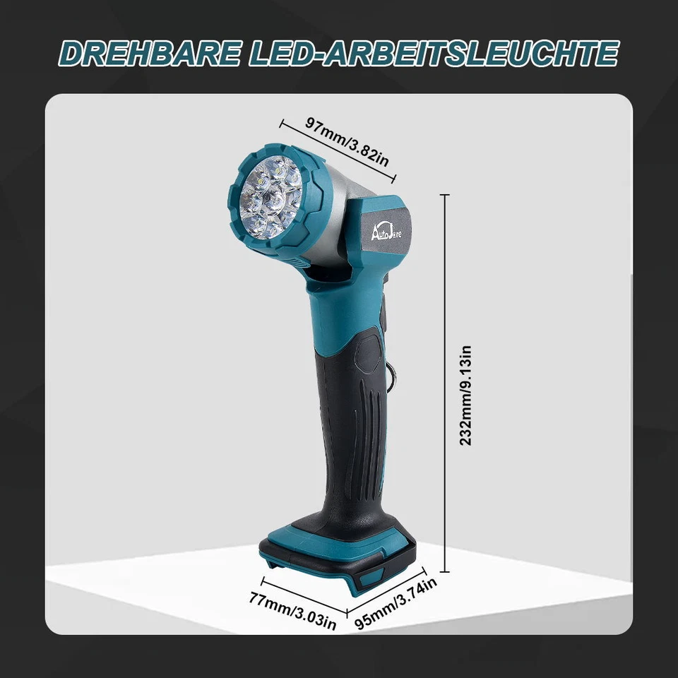 3000 Lumen Taschenlampe LED 30W Für Makita Akku Arbeitsleuchte 18V Arbeitslicht - Bild 3 von 4